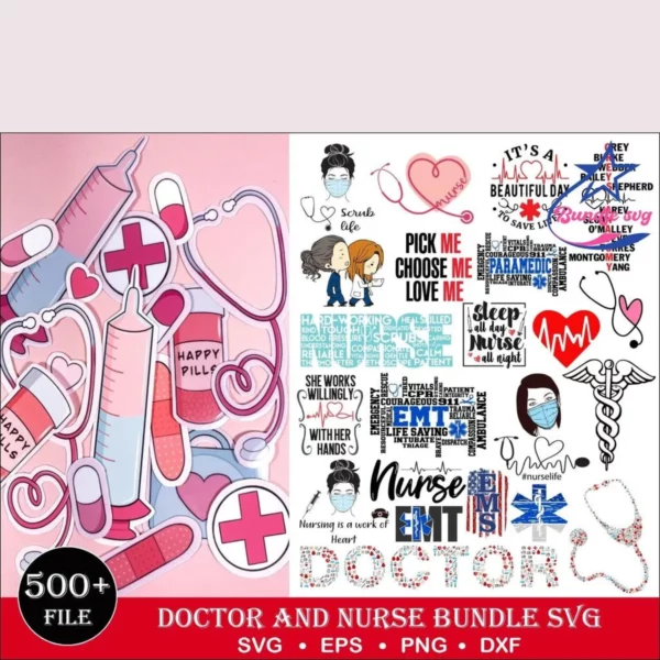 500+Doctor And Nurse Svg Bundle Svg