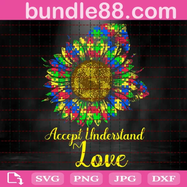 Accept Understand Love Flower Svg