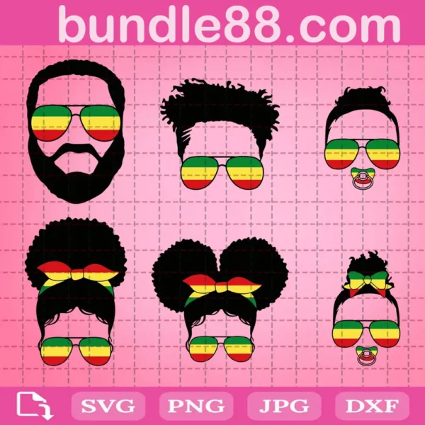 African Flag Afro Family Life Sunglasses Bundle Svg