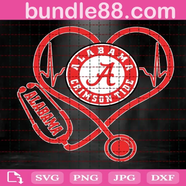 Alabama Crimson Tide Heart Stethoscope Svg