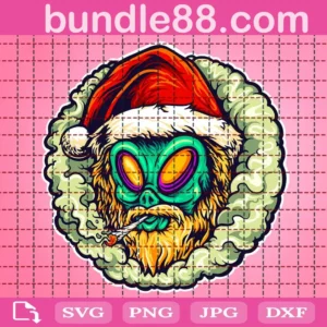Alien Hat Santa Weed Smoking Svg