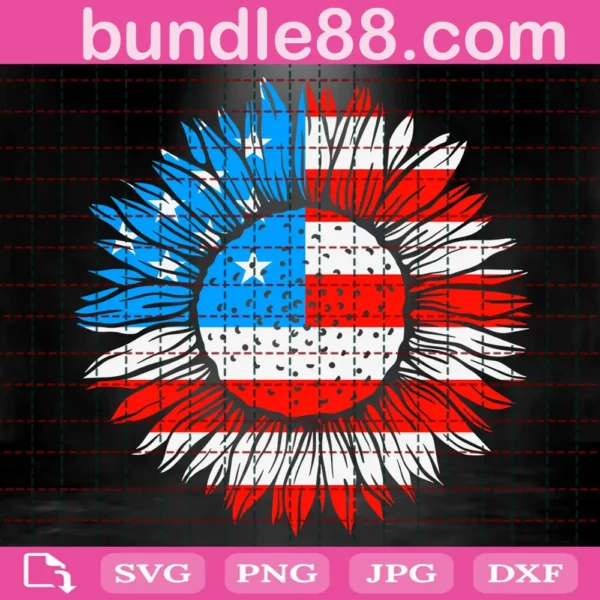 American Flag Sunflower Svg