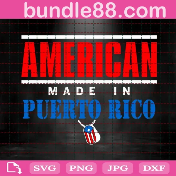 American Made In Puerto Rico With Dog Tags Svg