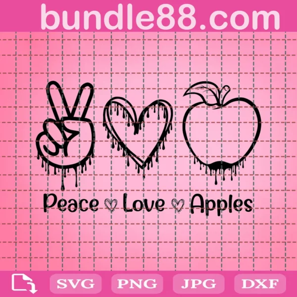 Apple Svg, Peace Love Apple Svg