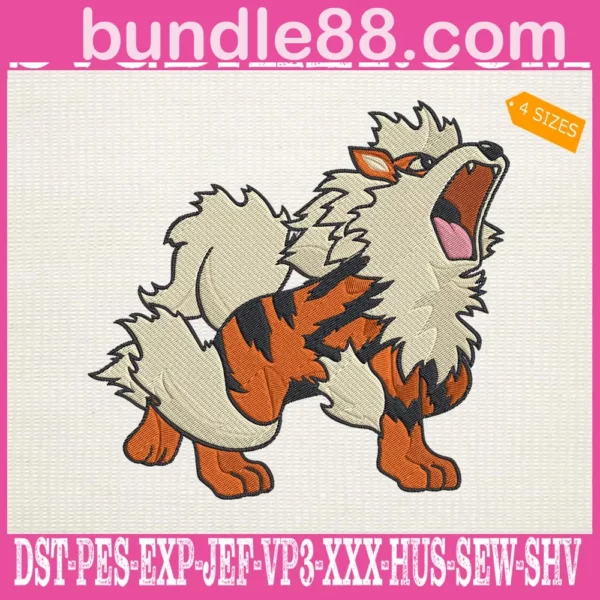 Arcanine Pokemon Embroidery Design