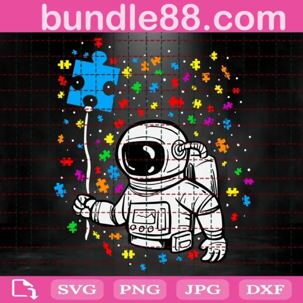 Astronaut Balloon Autism Space Svg