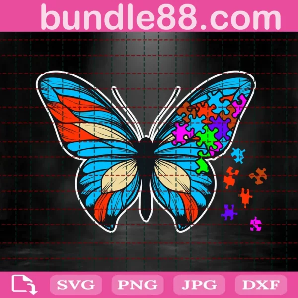 Autism Awareness Butterfly Svg