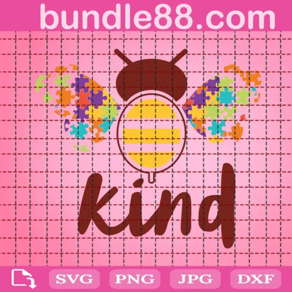 Autism Bee Kind Puzzle Pieces Svg