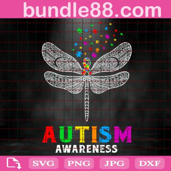 Autism Dragonfly Puzzle Svg