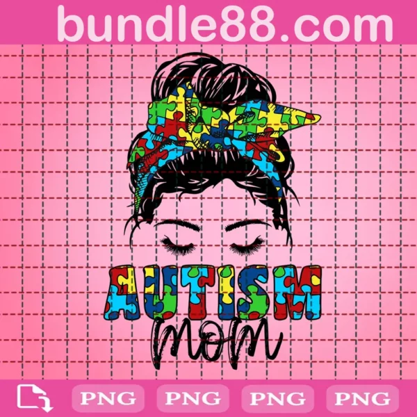Autism Mom Mesy Bun Hair Png