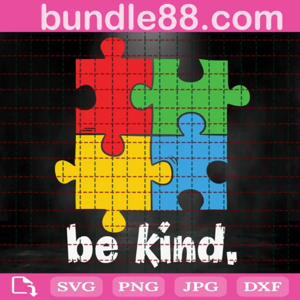 Autism Puzzle Be Kind Svg