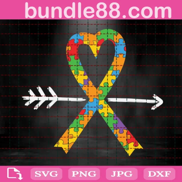 Autism Puzzle Ribbon Svg