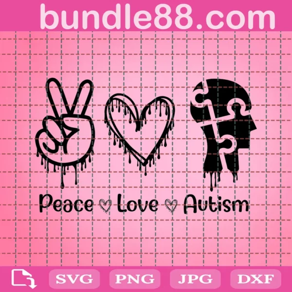 Autism Svg, Peace Love Autism Svg