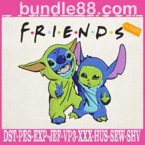 Baby Stitch And Baby Yoda Friends Embroidery Files