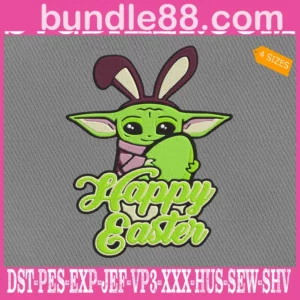 Baby Yoda Happy Easter Embroidery Files