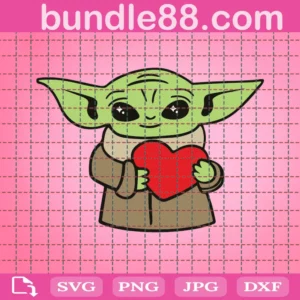 Baby Yoda Holds Heart Svg