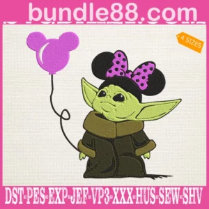 Baby Yoda Mickey Ears Embroidery Files