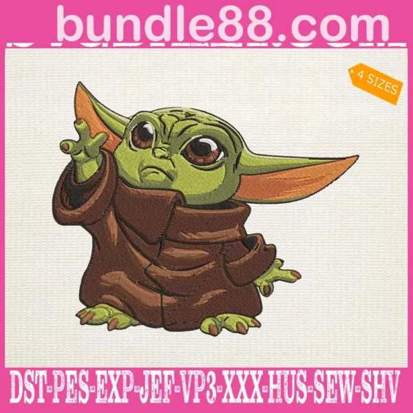 Baby Yoda Plain Reaching Embroidery Files