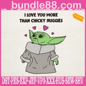 Baby Yoda Valentines Embroidery Files