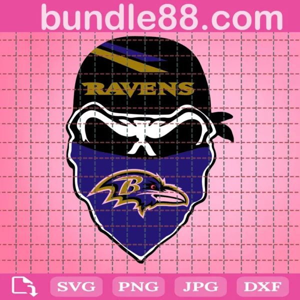 Baltimore Ravens Skull Football SVG Free Files