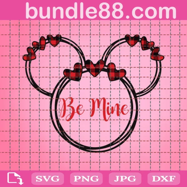 Be Mine Valentine Plaid Mickey Disney Monogram Svg