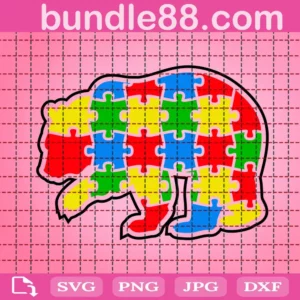 Bear Autism Puzzle Svg