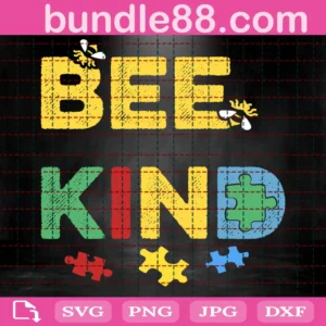 Bee Kind Puzzle Svg Autism Awareness