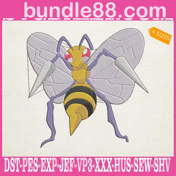 Beedrill Pokemon Embroidery Design