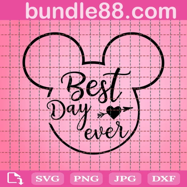 Best Day Ever Mickey Head Outline Svg
