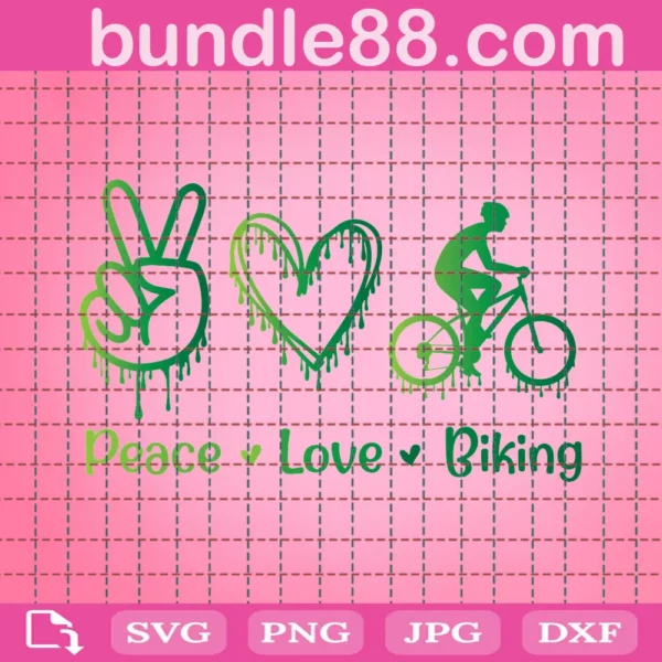 Biking Svg, Peace Love Biking Svg