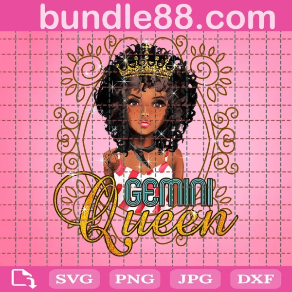 Black Gemini Queen Melanin Natural Hair Retro Vintage Svg