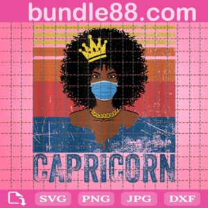 Black Girl Birthday Capricorn Queen Mask Svg