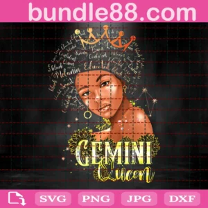 Black Girl Birthday Gemini Queen Svg