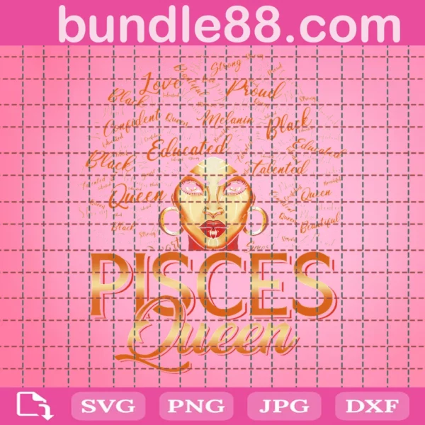 Black Girl Birthday Pisces Queen Svg