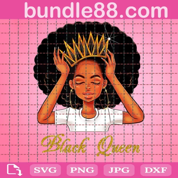 Black Queen Natural Hair Crown Svg