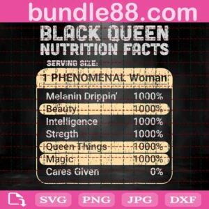 Black Queen Nutrition Facts Svg