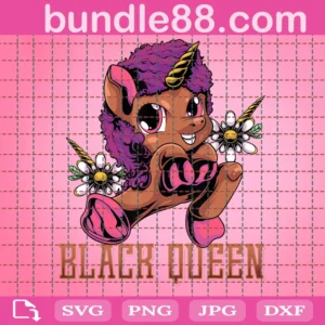 Black Queen Unicorn Svg