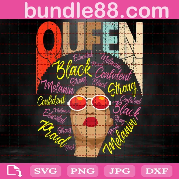 Black Queen With Glasses Svg