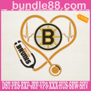 Boston Bruins Heart Stethoscope Embroidery Files