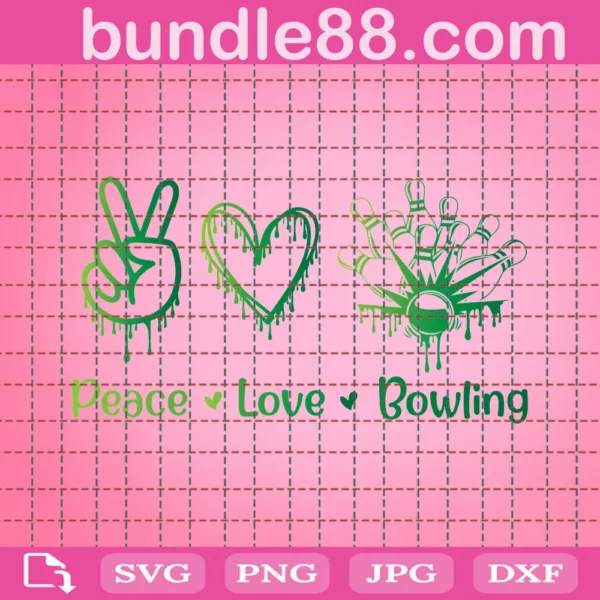 Bowling Svg, Peace Love Bowling Svg