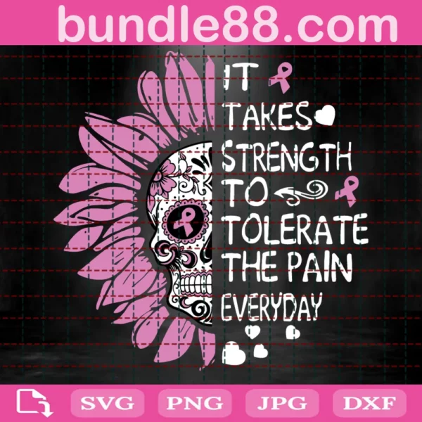 Breast Cancer Sugar Skull Sunflower Svg