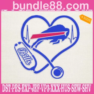 Buffalo Bills Heart Stethoscope Embroidery Files