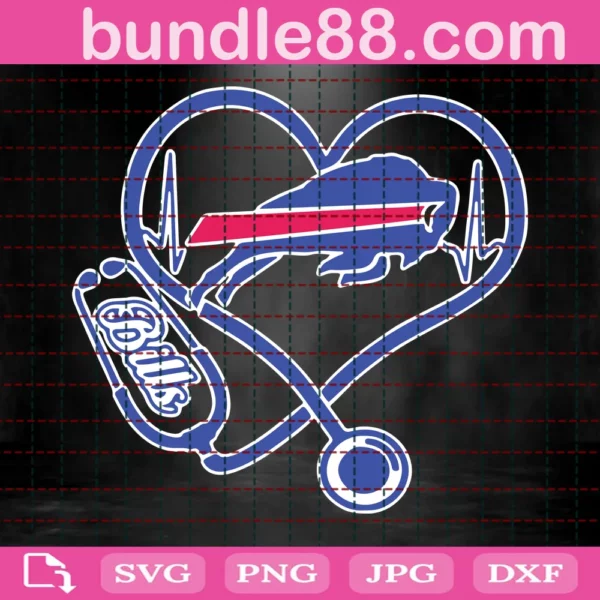 Buffalo Bills Heart Stethoscope Svg