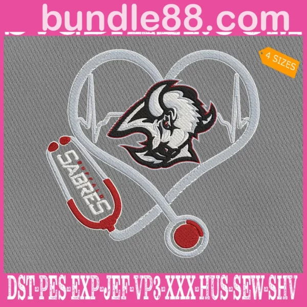 Buffalo Sabres Heart Stethoscope Embroidery Files