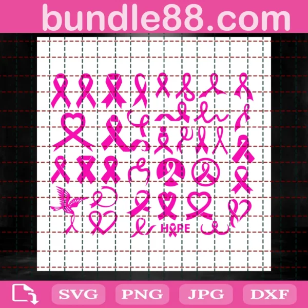 Cancer Ribbon Bundle Svg