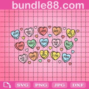 Candy Hearts Valentines Svg