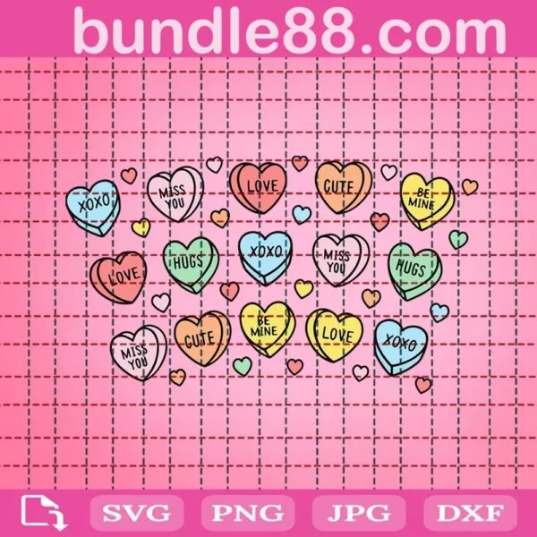 Candy Hearts Valentines Svg