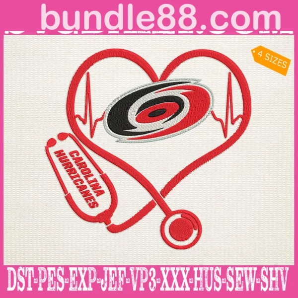 Carolina Hurricanes Heart Stethoscope Embroidery Files