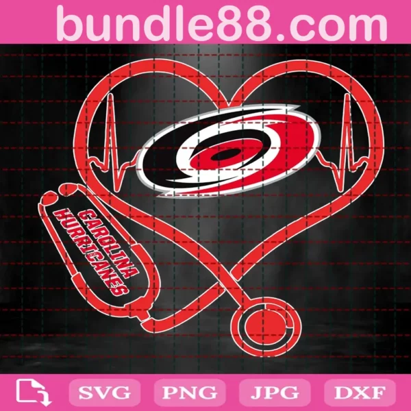 Carolina Hurricanes Heart Stethoscope Svg