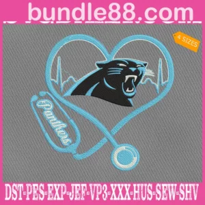 Carolina Panthers Heart Stethoscope Embroidery Files